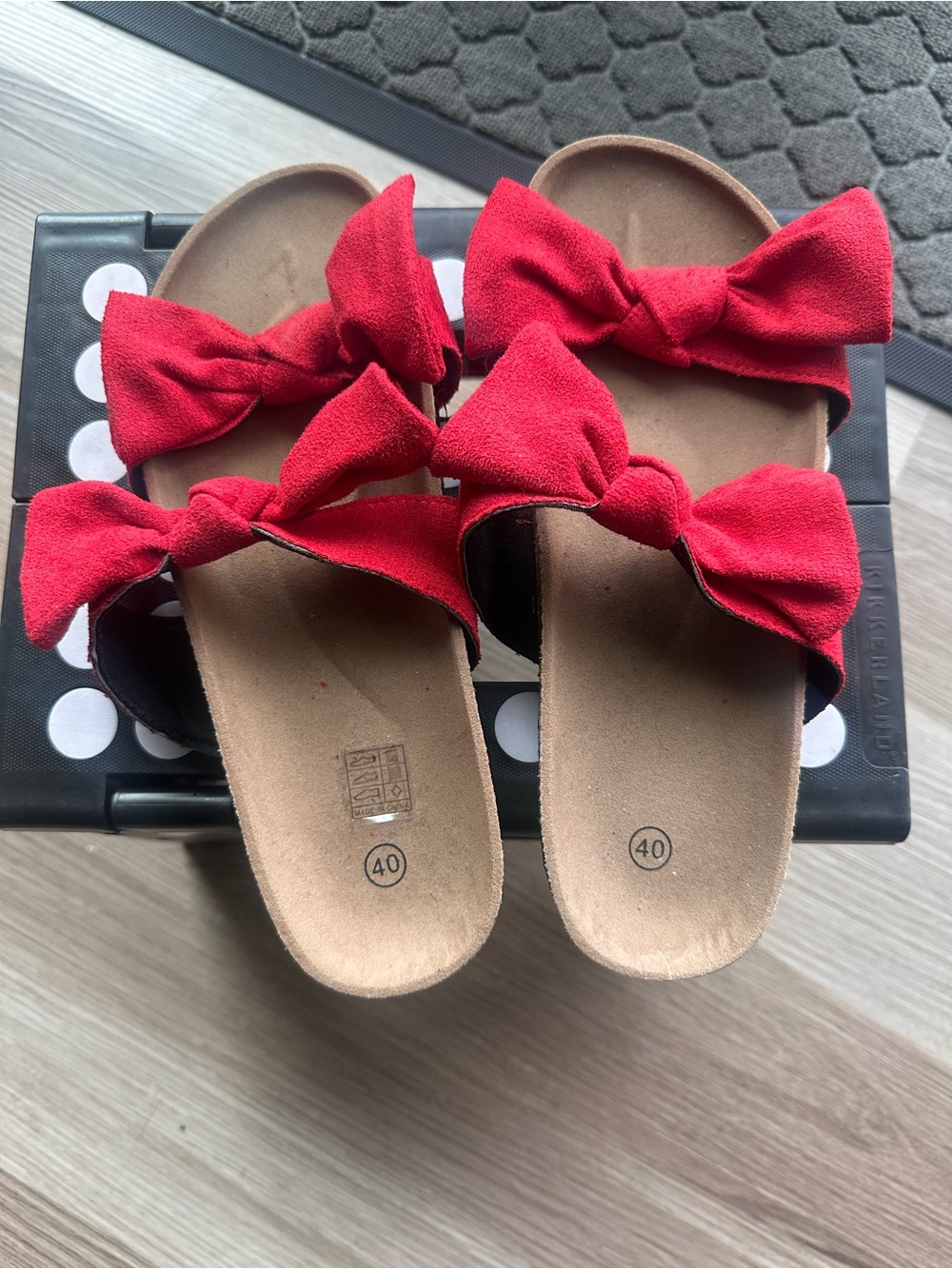 Red Bow Slide Sandals- Size 40